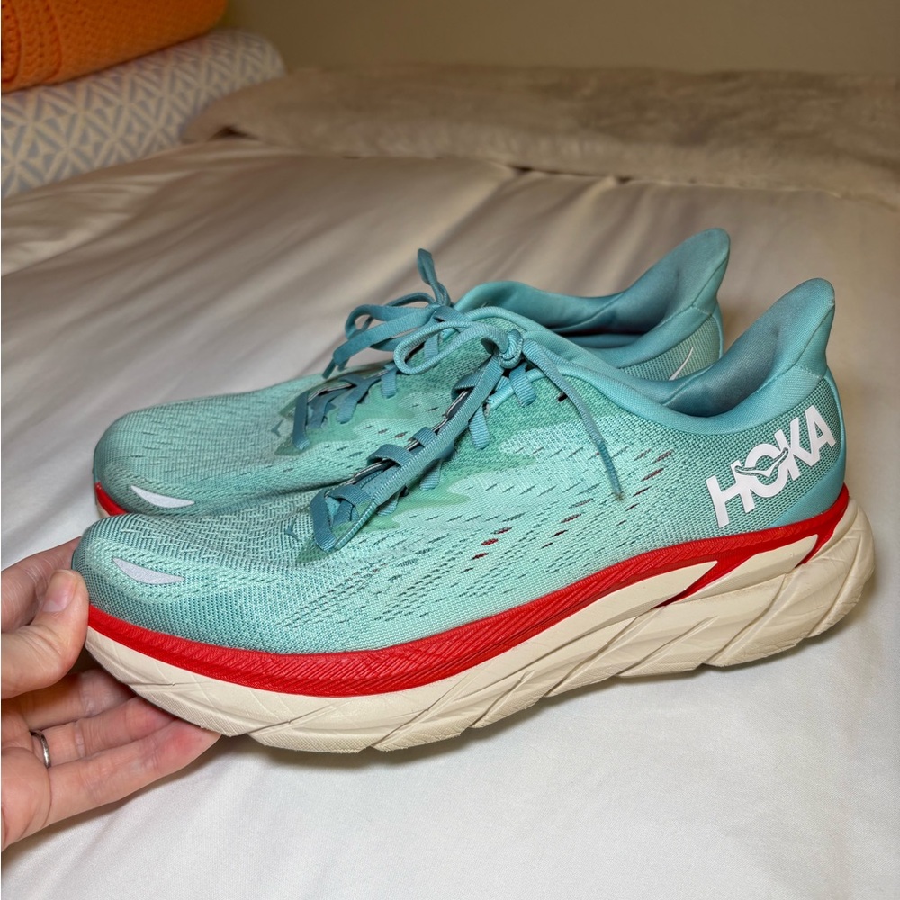 Hoka Women's Teal and Red Athletic Shoes